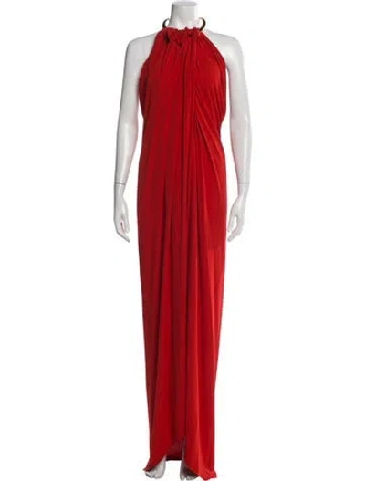 Pre-owned Michael Kors Halterneck Long Dress In Red