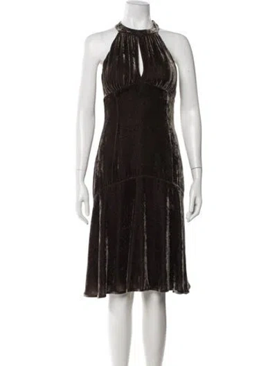 Pre-owned Michael Kors Halterneck Midi Length Dress In Brown