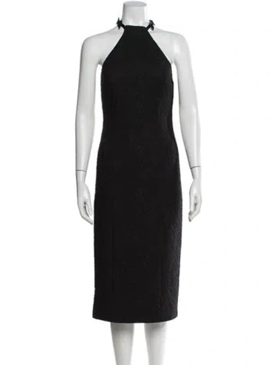 Pre-owned Michael Kors Halterneck Midi Length Dress W/ Tags In Black