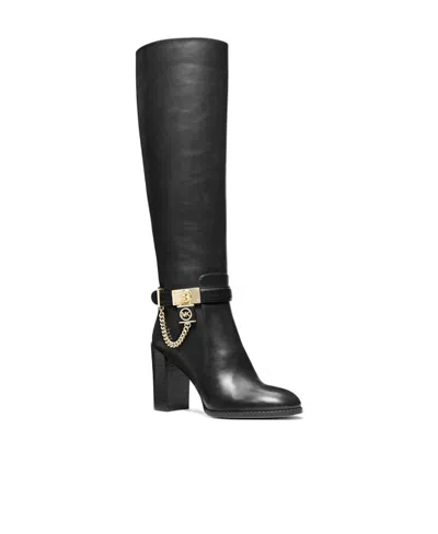 Michael Kors Hamilton 100mm Leather Boots In Black