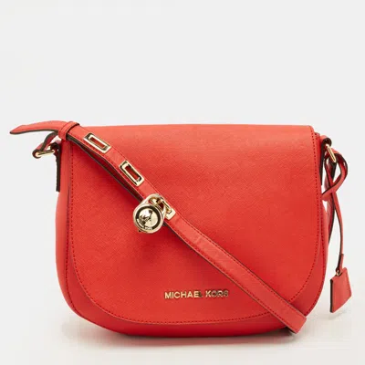 Pre-owned Michael Kors Hamilton Flap Red Leather Messenger Bag