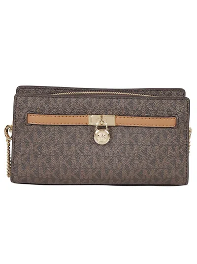 Michael Kors Hamilton Hammered Leather Clutch In Brown