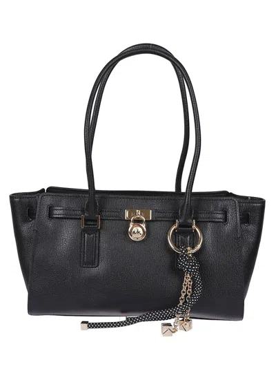 Michael Kors Hamilton Hammered Leather Shoulder Bag In Black