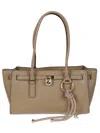 Michael Kors Hamilton Husk-hued Hammered Leather Handbag In Brown