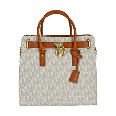 Michael Kors Hamilton Large Logo Tote In Vanilla In White/beige