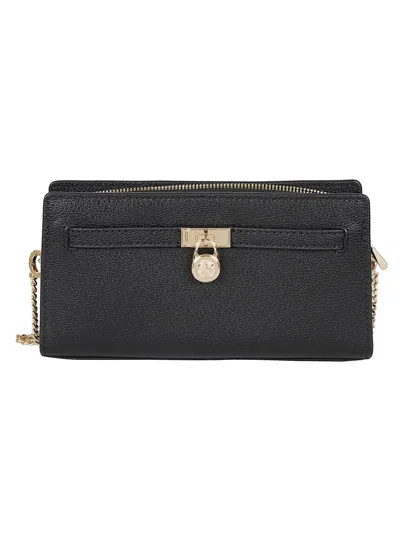 Michael Kors Hamilton Leather Clutch In Black