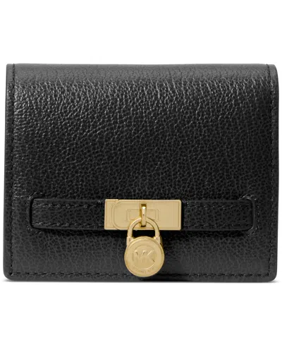 Michael Kors Hamilton Leather Compact Wallet In Black