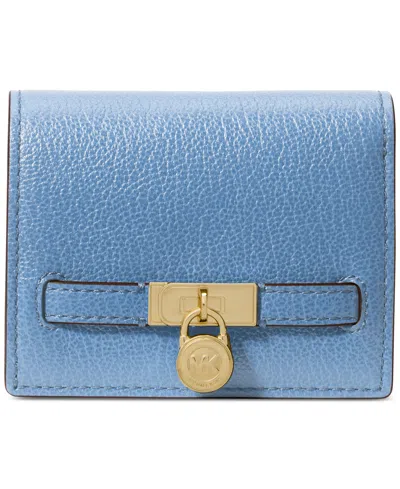 Michael Kors Hamilton Leather Compact Wallet In Blue
