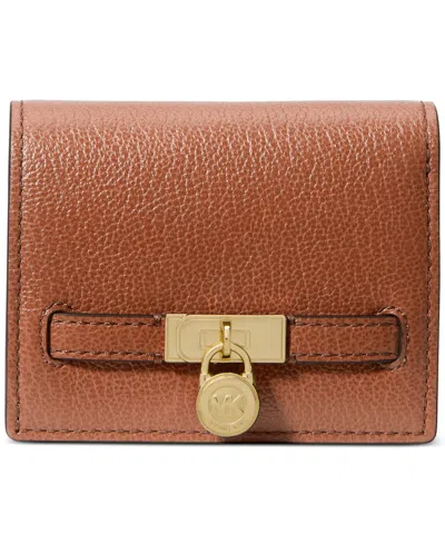 Michael Kors Hamilton Leather Compact Wallet In Brown