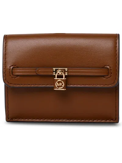 Michael Kors Hamilton Legacy Brown Leather Card Holder In Marrone