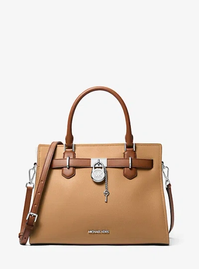 Michael Kors Hamilton Medium Color-block Leather Satchel In Brown