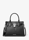 Michael Kors Hamilton Medium Leather Satchel In Black