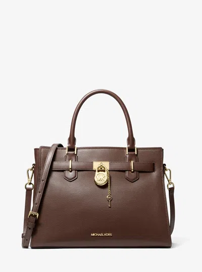 Michael Kors Hamilton Medium Leather Satchel In Brown