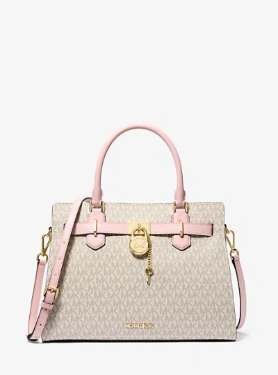 Michael Kors Hamilton Medium Logo Satchel In Pink
