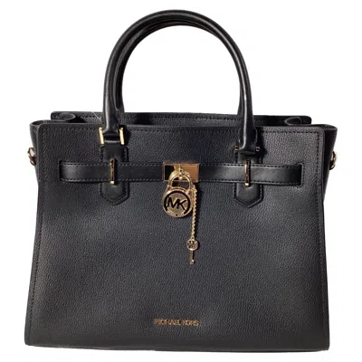 Michael Kors Hamilton Medium Satchel In Black Leather