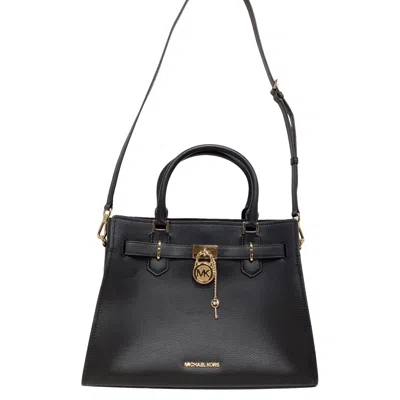 Michael Kors Hamilton Medium Satchel In Black Leather