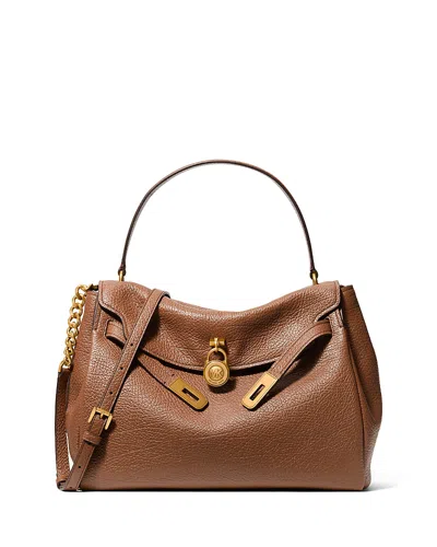 Michael Kors Hamilton Moderne Large Flap Leather Satchel In Blue