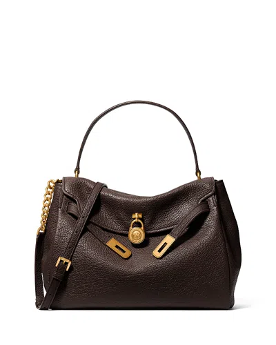 Michael Kors Hamilton Moderne Large Flap Leather Satchel In White