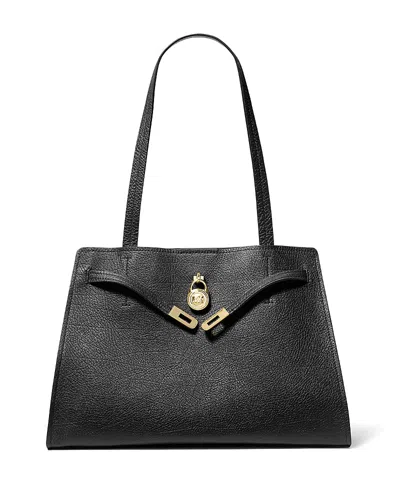 Michael Kors Hamilton Moderne Large Folded Leather Tote In Black