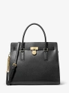 Michael Kors Hamilton Moderne Large Leather Satchel In Black