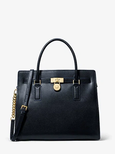 Michael Kors Hamilton Moderne Large Leather Satchel In Blue