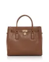 Michael Kors Hamilton Moderne Large Leather Satchel In Brown