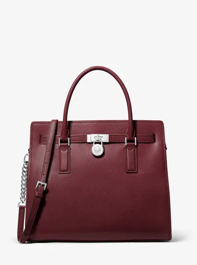 Michael Kors Hamilton Moderne Large Leather Satchel In Red