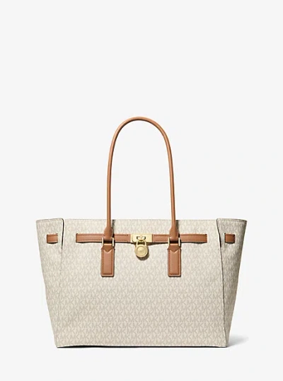 Michael Kors Hamilton Moderne Large Signature Logo Tote Bag In Brown