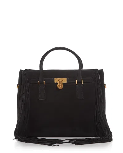 Michael Kors Hamilton Moderne Large Suede Satchel In Black