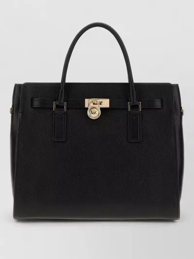 Michael Kors Hamilton Moderne Leather Tote Bag Top Handles In Black