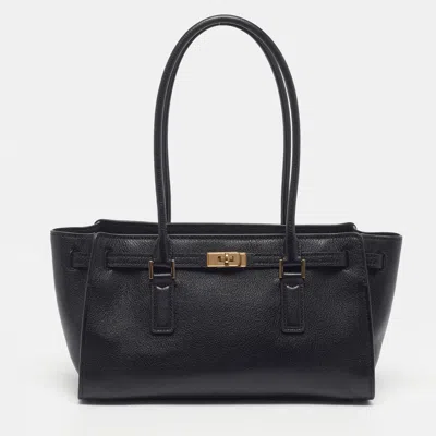 Pre-owned Michael Kors Hamilton Moderne Small Black Leather Satchel