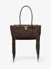 Michael Kors Hamilton Moderne Small Fringed Suede Satchel In Brown