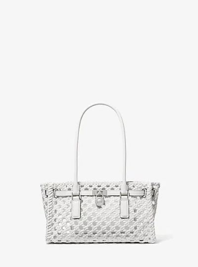 Michael Kors Hamilton Moderne Small Hand-woven Satchel In White