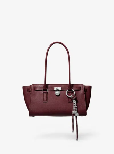 Michael Kors Hamilton Moderne Small Leather Satchel In Burgundy