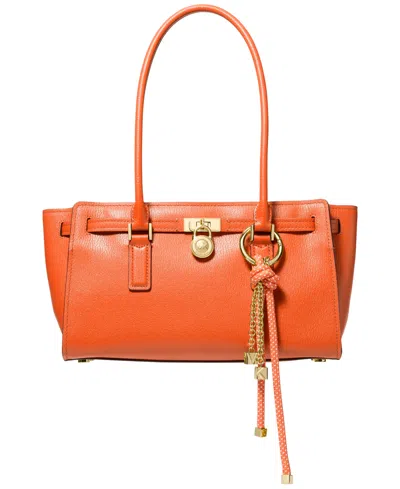Michael Kors Hamilton Moderne Small Leather Satchel In Orange