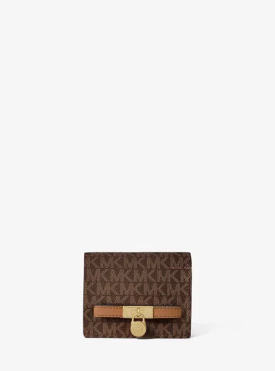 Michael Kors Hamilton Moderne Small Signature Logo Wallet In Brown