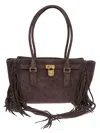 Michael Kors Hamilton Rectangular Chocolate Suede Shoulder Bag In Brown
