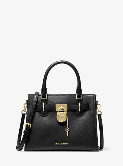 Michael Kors Hamilton Small Leather Satchel In Black
