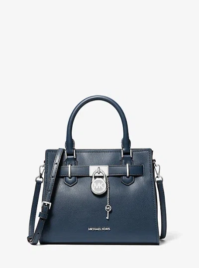Michael Kors Hamilton Small Leather Satchel In Blue