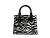 Michael Kors Hamilton Small Leather Zebra Print Satchel Crossbody Black/white