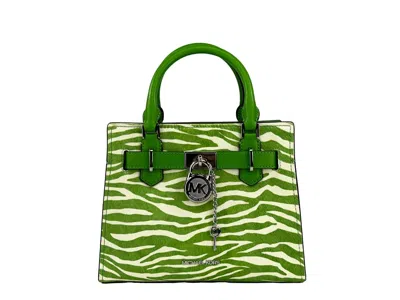 Michael Kors Hamilton Small Leather Zebra Print Satchel Crossbody Jungle Women's