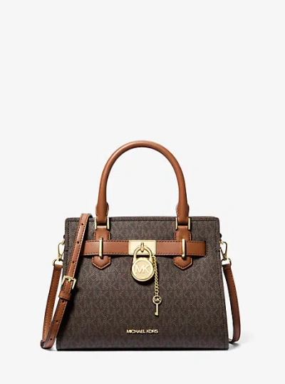 Michael Kors Hamilton Small Logo Satchel In Brown
