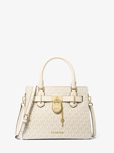 Michael Kors Hamilton Small Logo Satchel In Natural