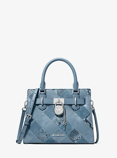 Michael Kors Hamilton Small Patchwork Satchel In Blue