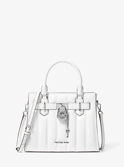 Michael Kors Hamilton Small Patent Satchel In White