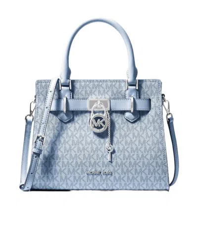 Michael Kors Hamilton Small Signature Logo Satchel In Blue