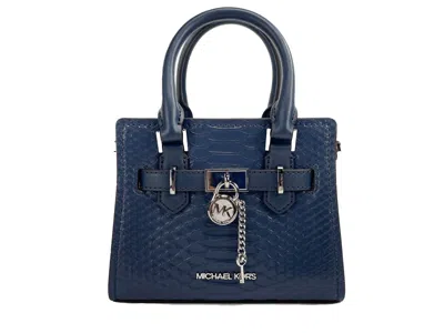 Michael Kors Hamilton Xs Navy Snake Satchel Crossbody Bag Women's Purse In Multi