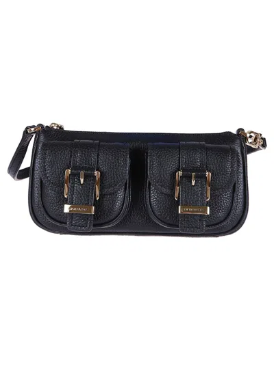 Michael Kors Hammered Leather Clutch With Zip Closure In Black