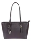 Michael Kors Hammered Leather Handbag With Double Handles In Gray