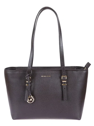 Michael Kors Hammered Leather Handbag With Double Handles In Gray